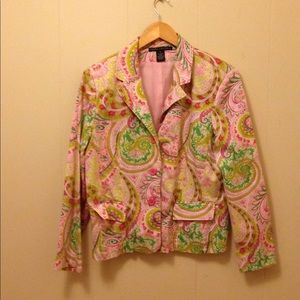 Larry Levine pink paisley suit jacket.